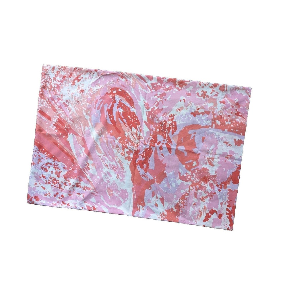 Vintage 70's Standard Pillowcase Funky Pink‎ & White Marbled Abstract Pattern